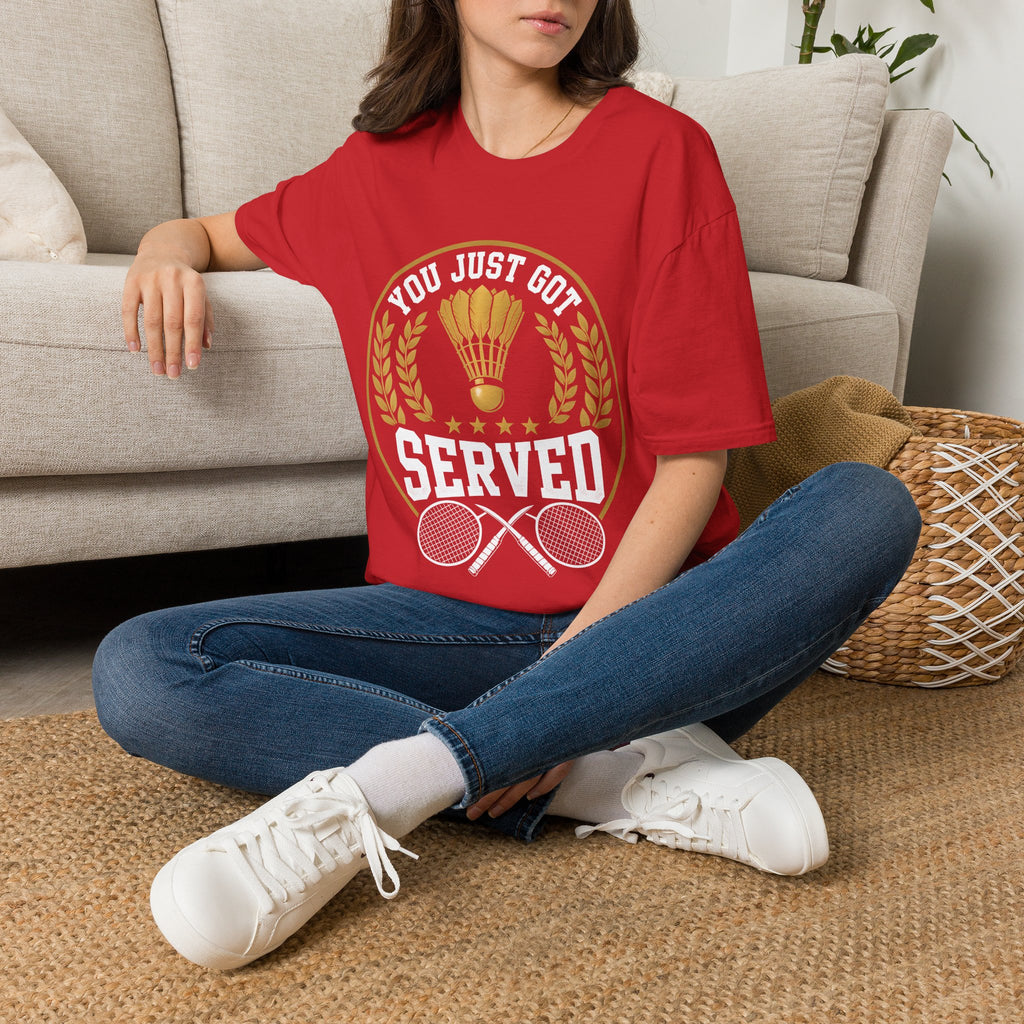 Badminton T-Shirt — "You Just Got Served" Vintage Shuttlecock Tee