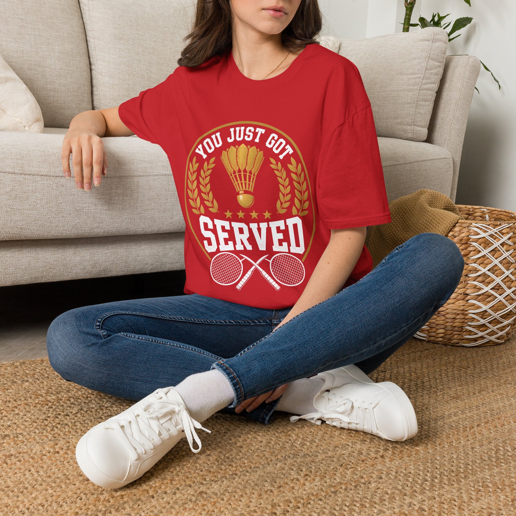 Badminton T-Shirt — "You Just Got Served" Vintage Shuttlecock Tee