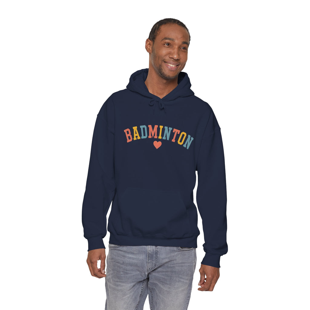 Badminton Heart Hoodie - Colorful Retro Sports Pullover