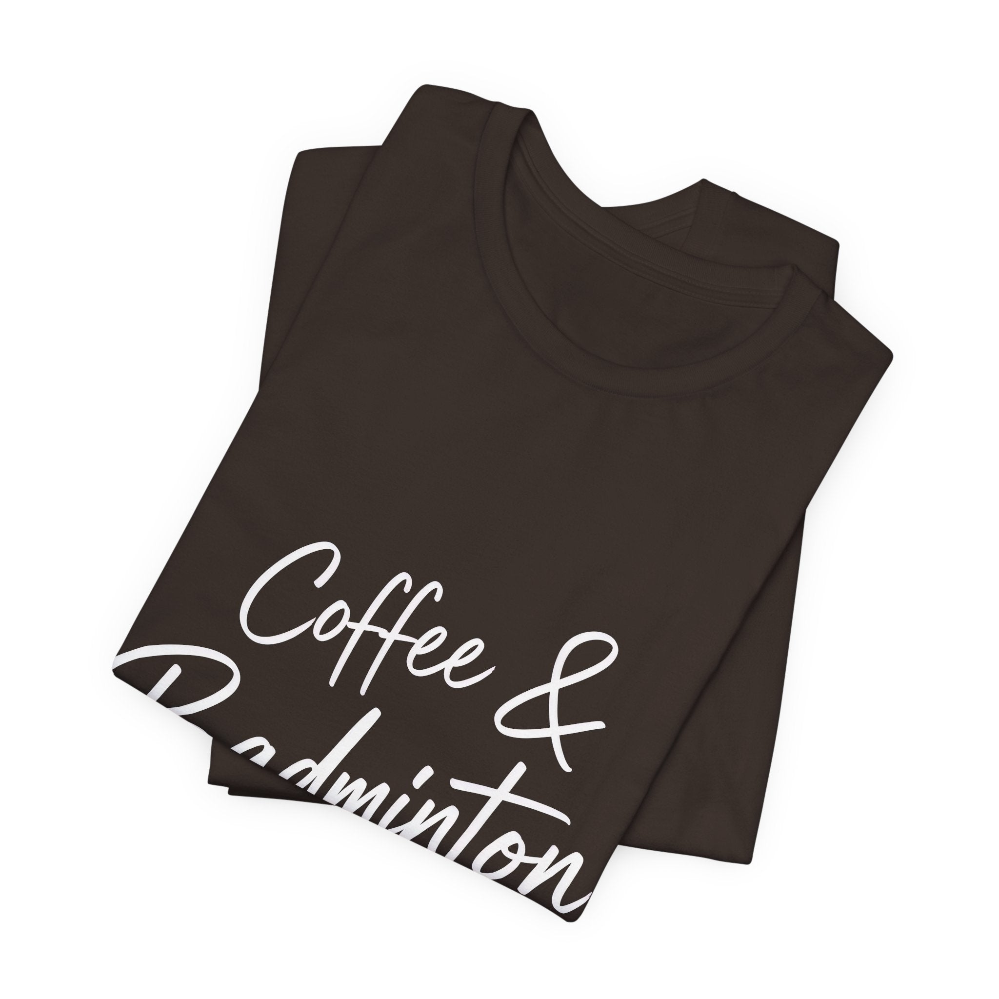 Coffee & Badminton Tee — Casual Sporty Graphic Shirt for Players and Coffee Lovers
