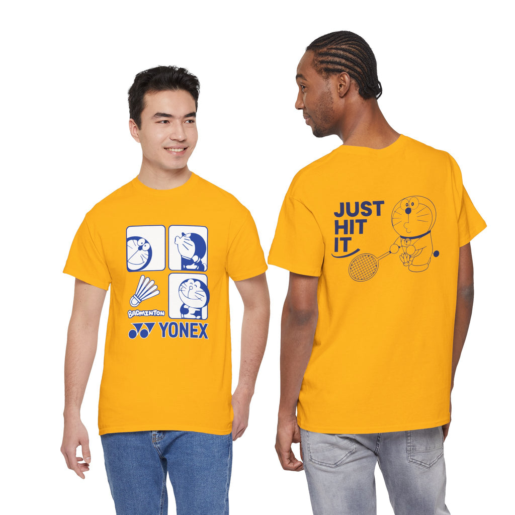 Yonex Doraemon Badminton T‑Shirt — "Just Hit It" Graphic Tee
