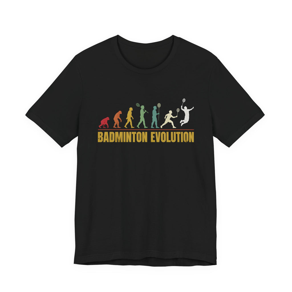 Badminton Evolution T‑Shirt — Retro Silhouette Badminton Player Tee