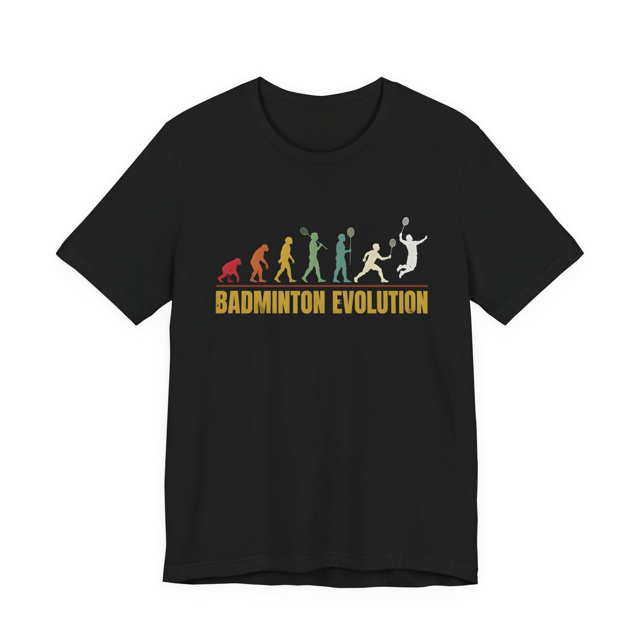 Badminton Evolution T‑Shirt — Retro Silhouette Badminton Player Tee