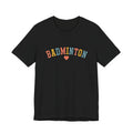 Badminton Heart T-Shirt — Retro Colorblock Racquet Tee