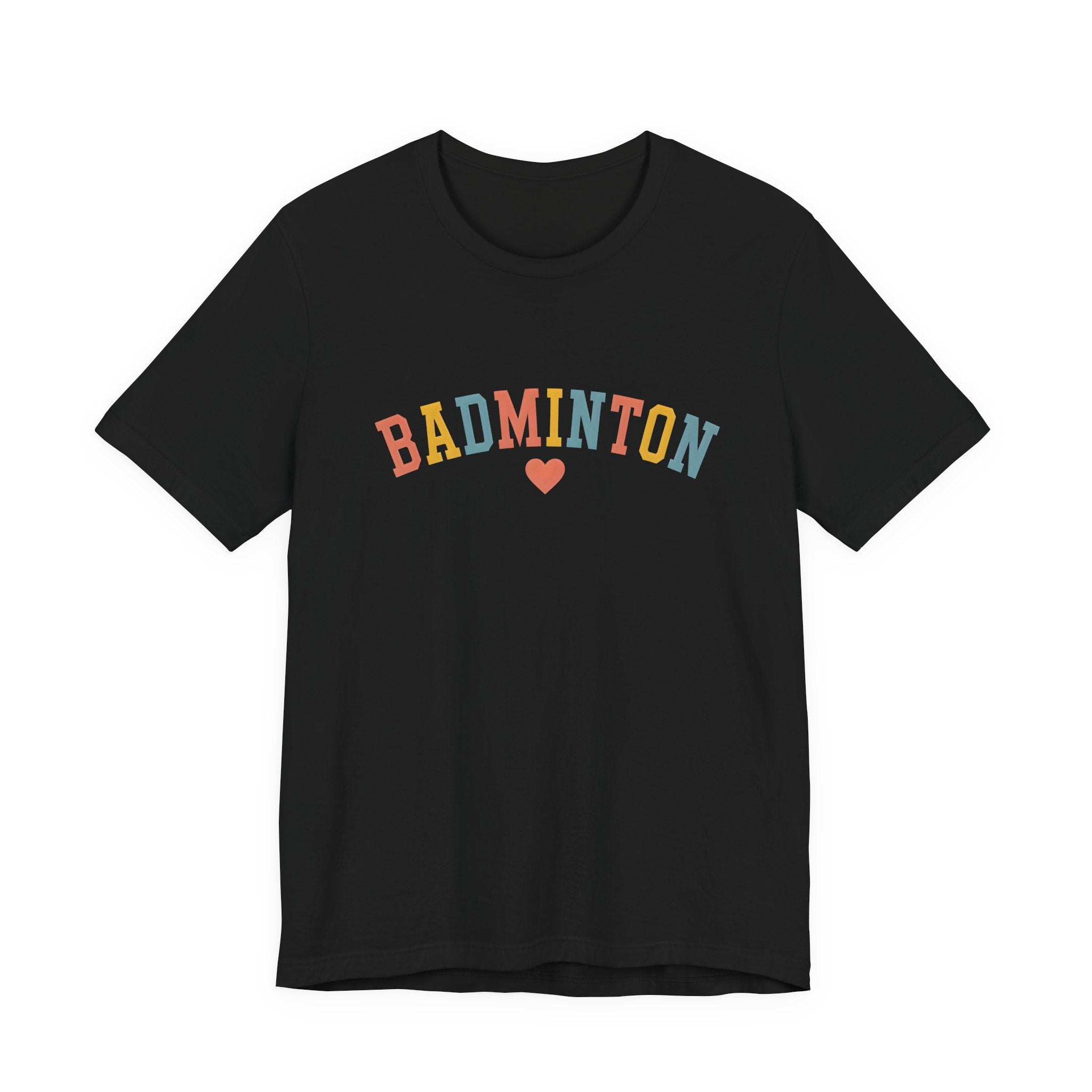 Badminton Heart T-Shirt — Retro Colorblock Racquet Tee