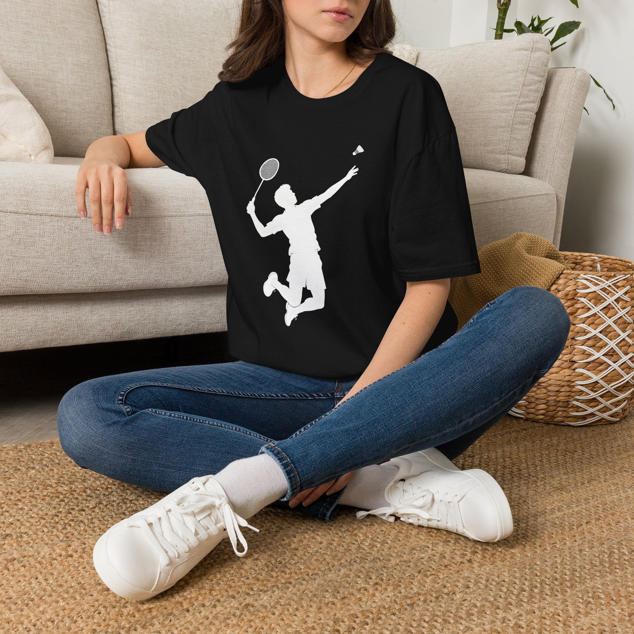 Badminton Player Silhouette T-Shirt – Shuttlecock Smash Tee for Players & Fans