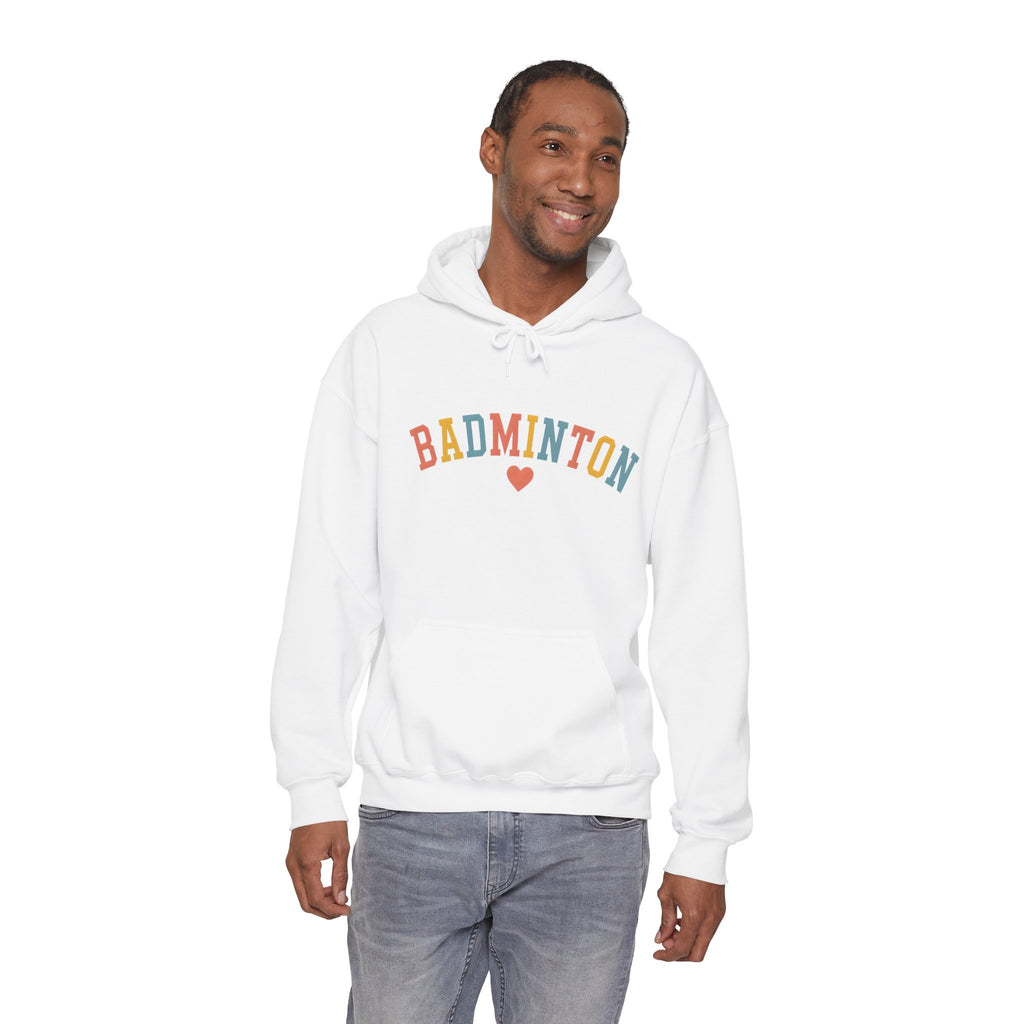 Badminton Heart Hoodie - Colorful Retro Sports Pullover