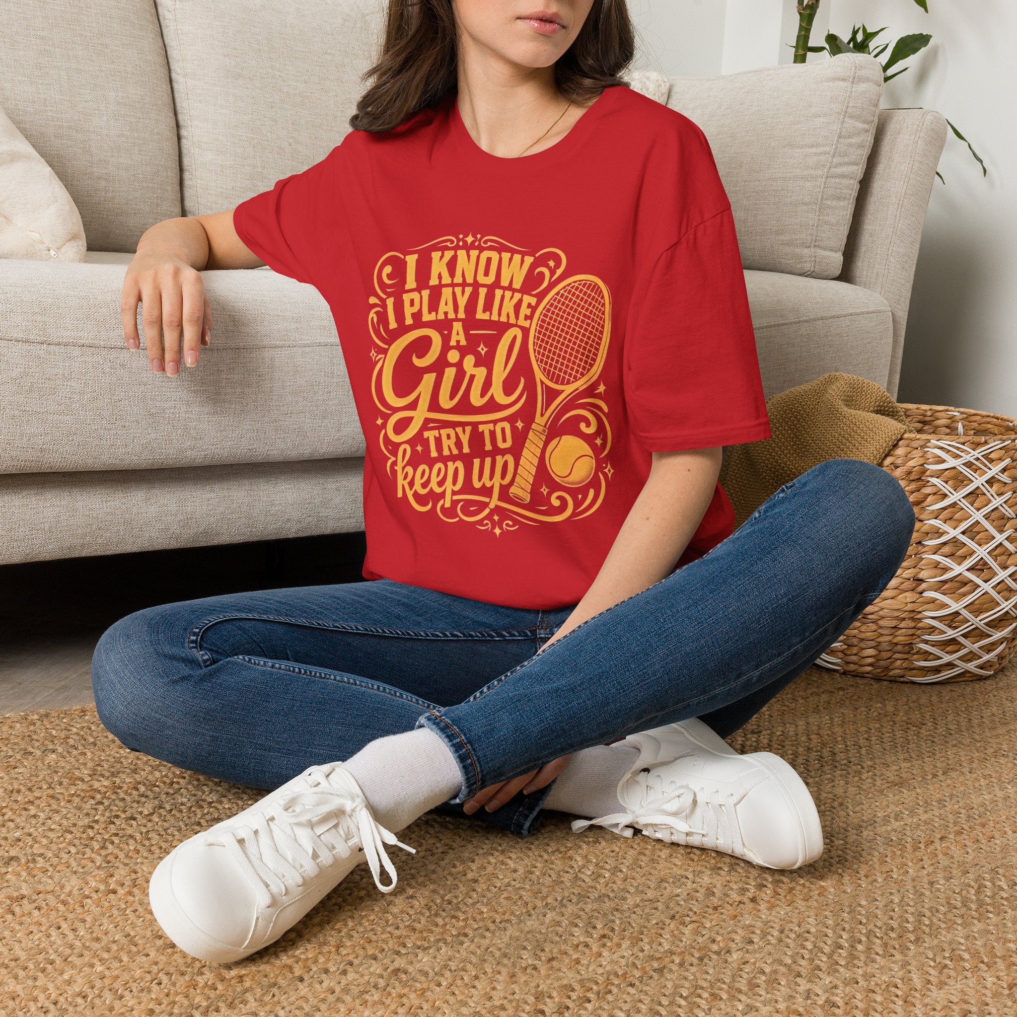 T-Shirt — "I Know I Play Like a Girl" Tennis Graphic Tee