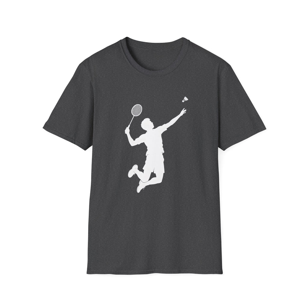 Badminton Player Silhouette T-Shirt – Shuttlecock Smash Tee for Players & Fans