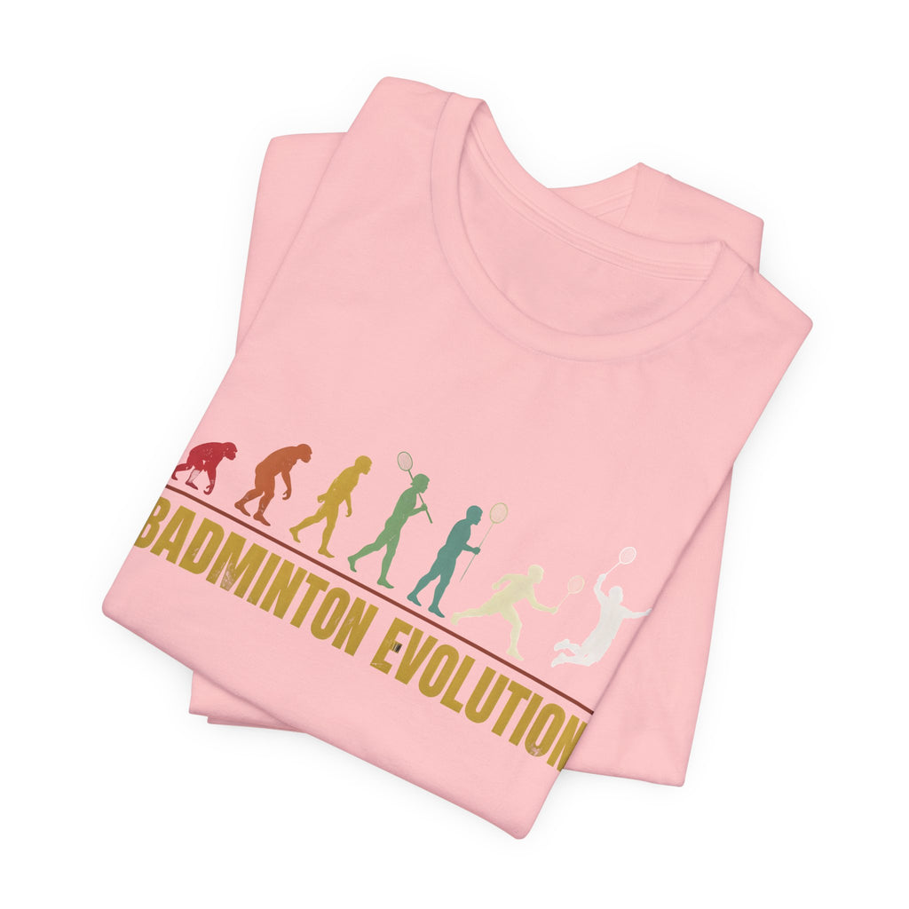Badminton Evolution T‑Shirt — Retro Silhouette Badminton Player Tee