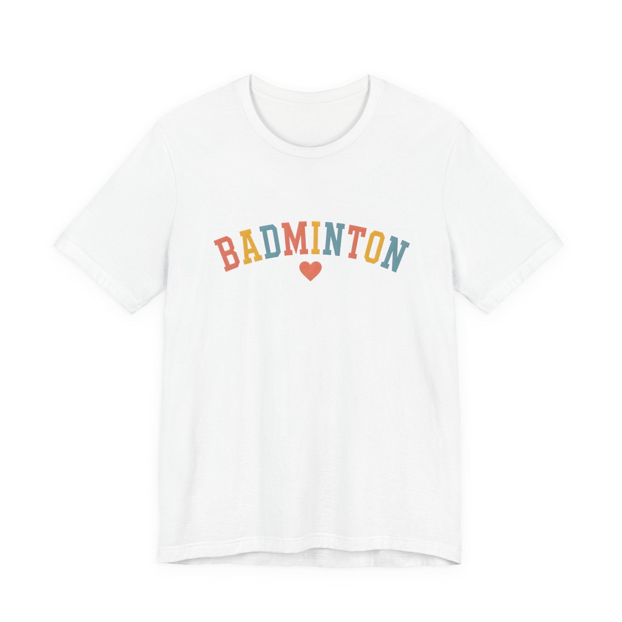 Badminton Heart T-Shirt — Retro Colorblock Racquet Tee