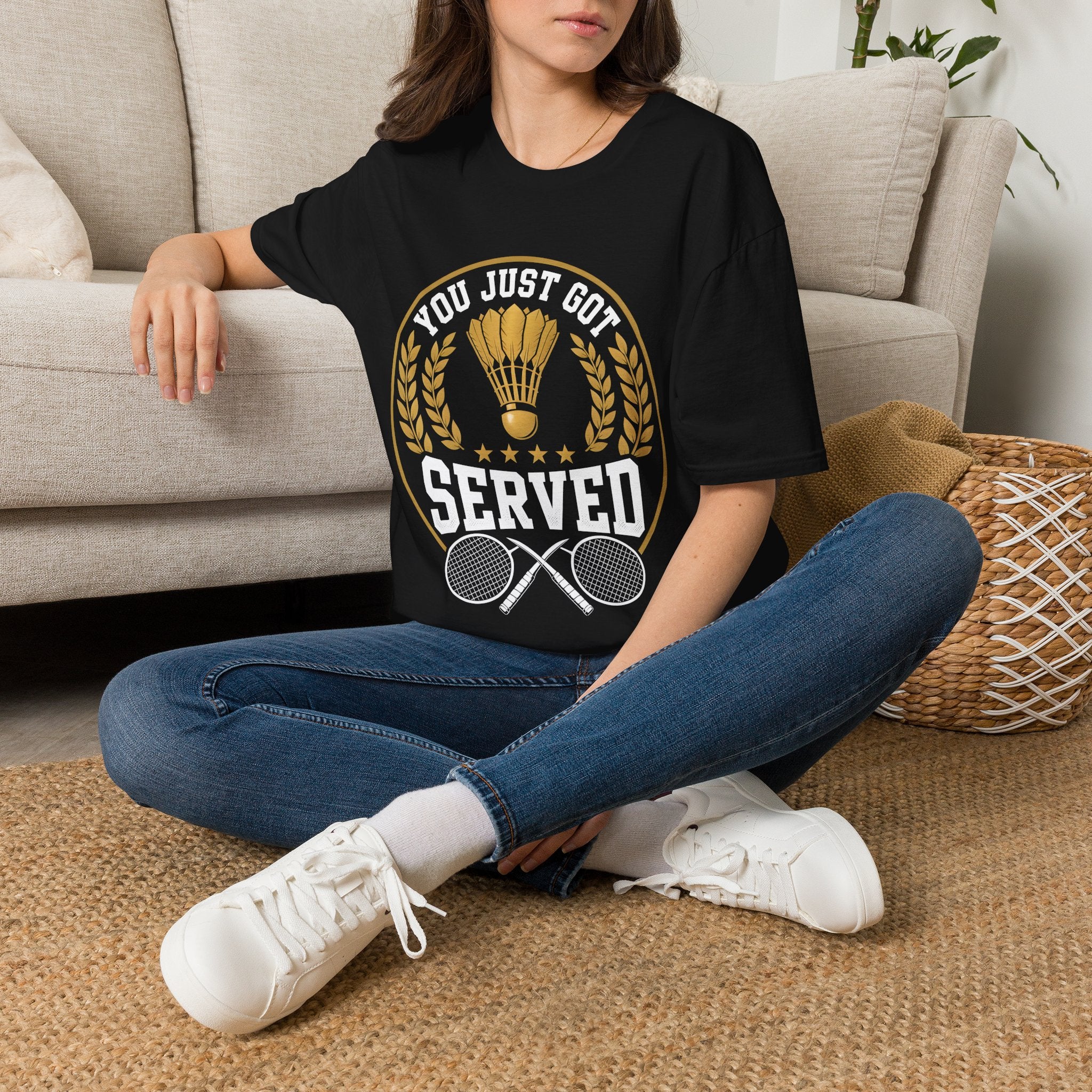 Badminton T-Shirt — "You Just Got Served" Vintage Shuttlecock Tee