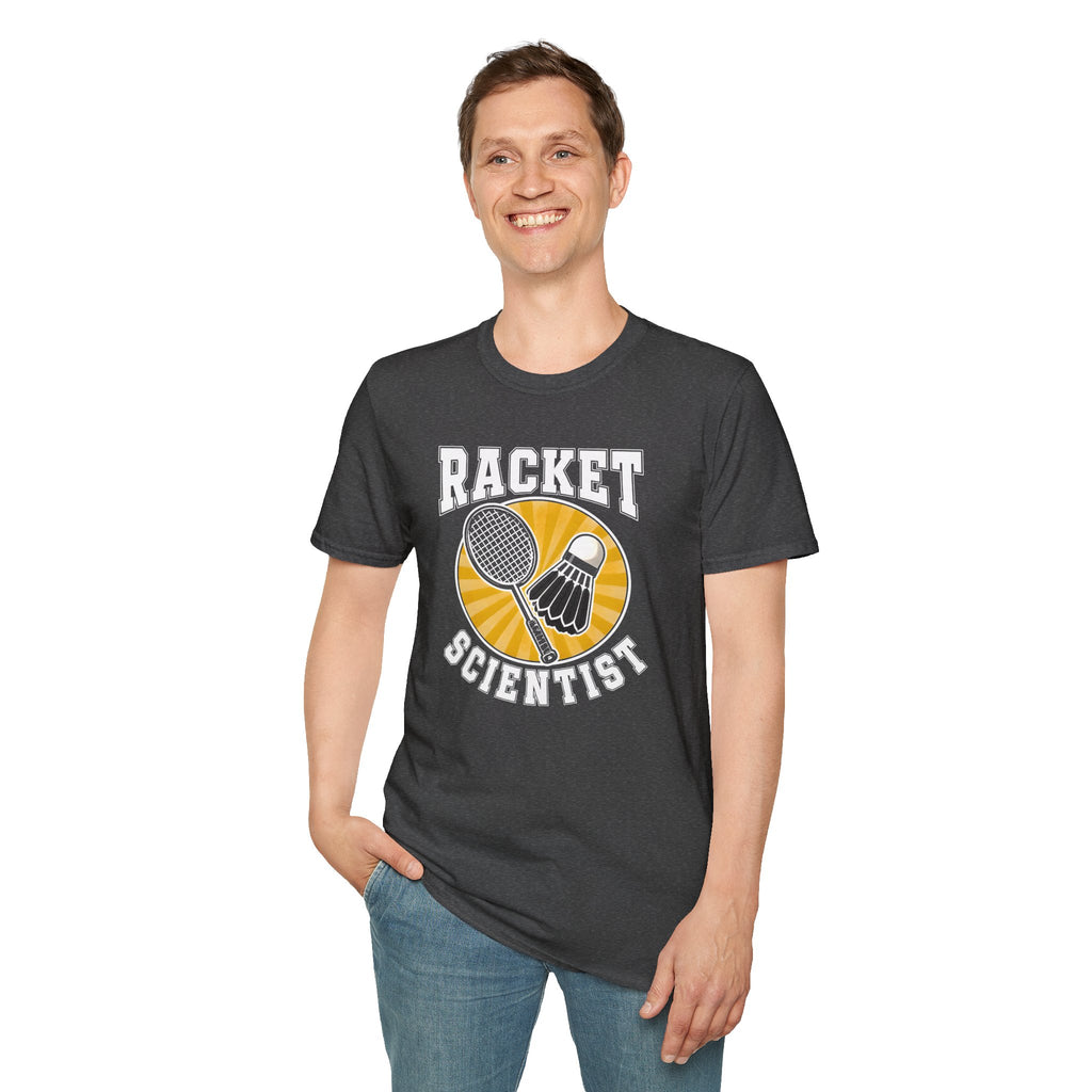Racket Scientist T-Shirt — Badminton & Tennis Shuttlecock Graphic Tee