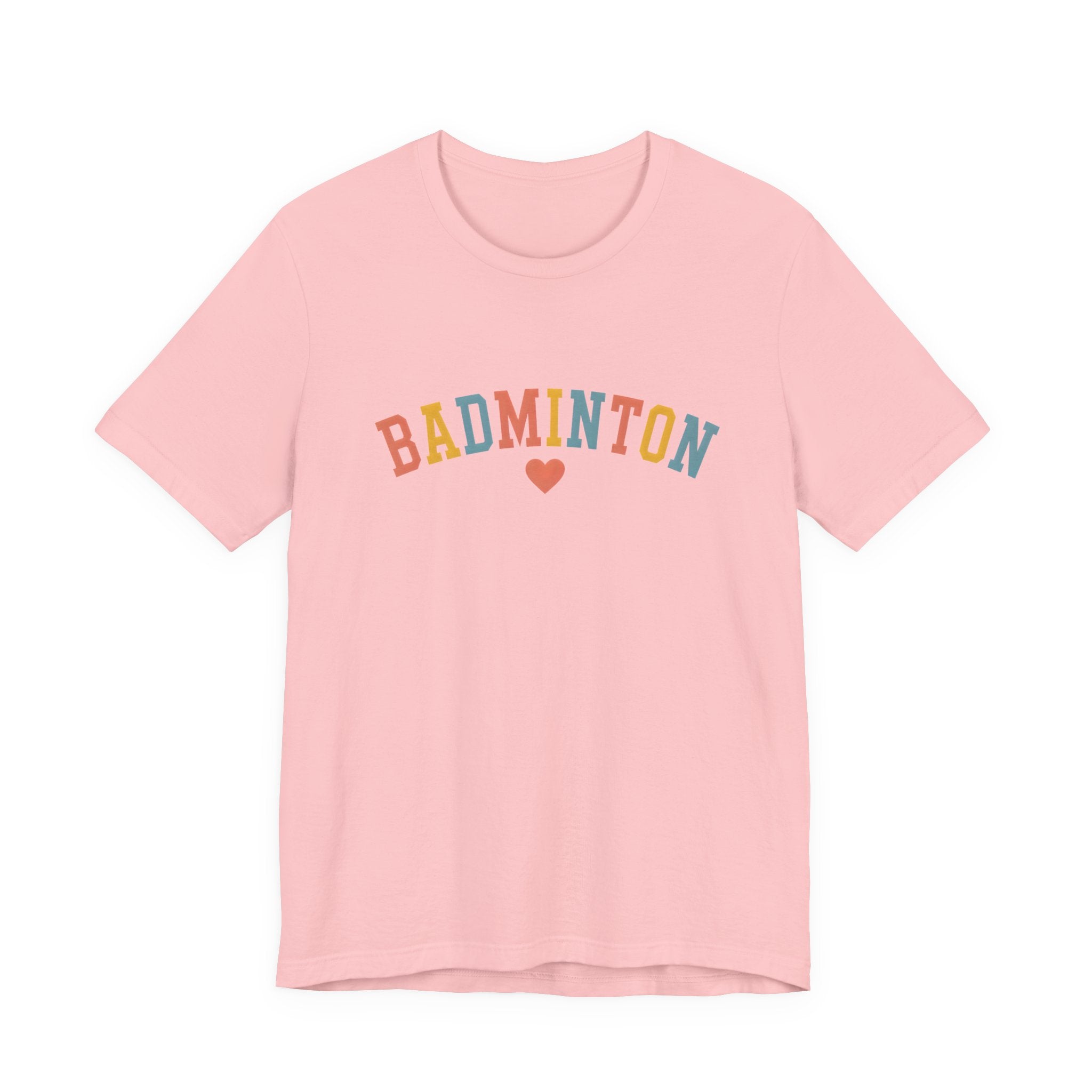 Badminton Heart T-Shirt — Retro Colorblock Racquet Tee