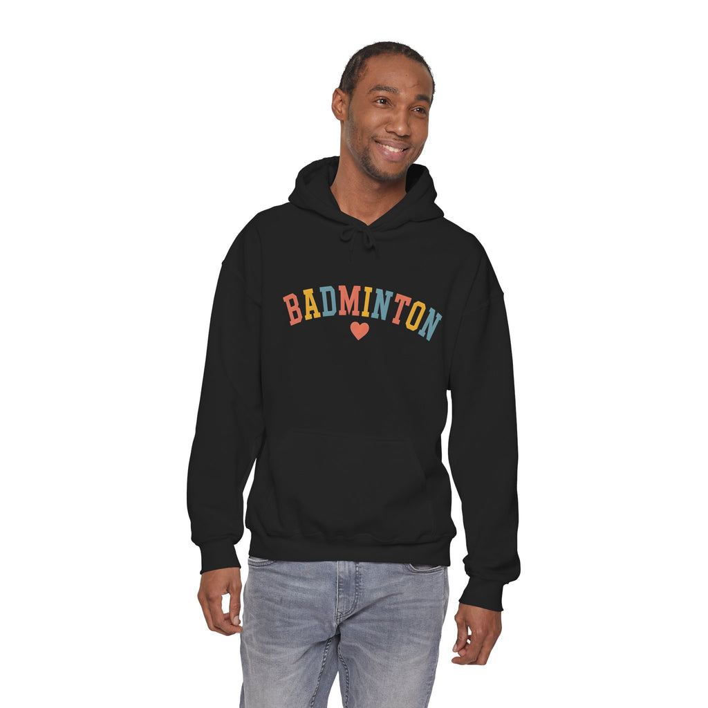 Badminton Heart Hoodie - Colorful Retro Sports Pullover