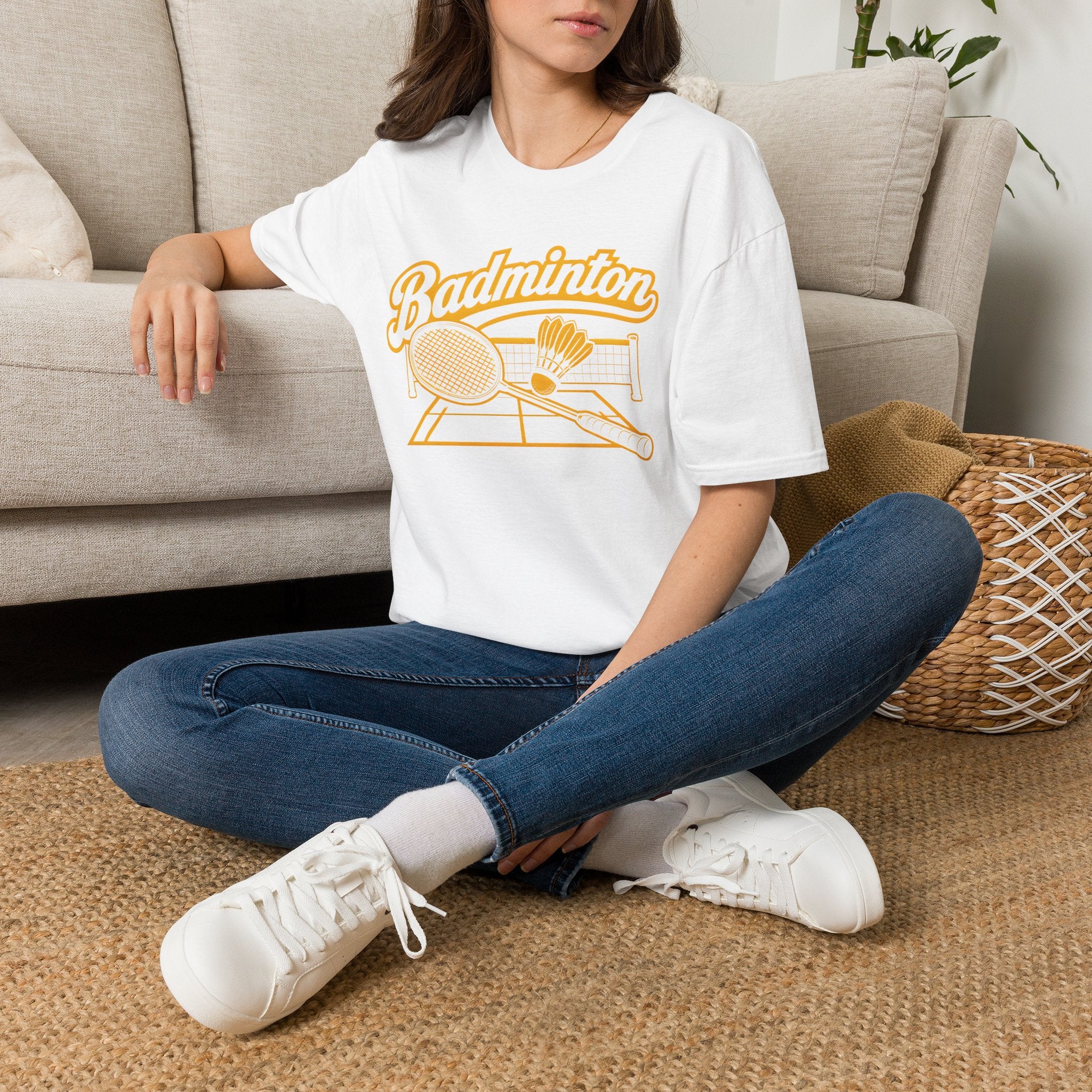 Badminton Retro Graphic T-Shirt — Vintage Racket & Shuttle Tee