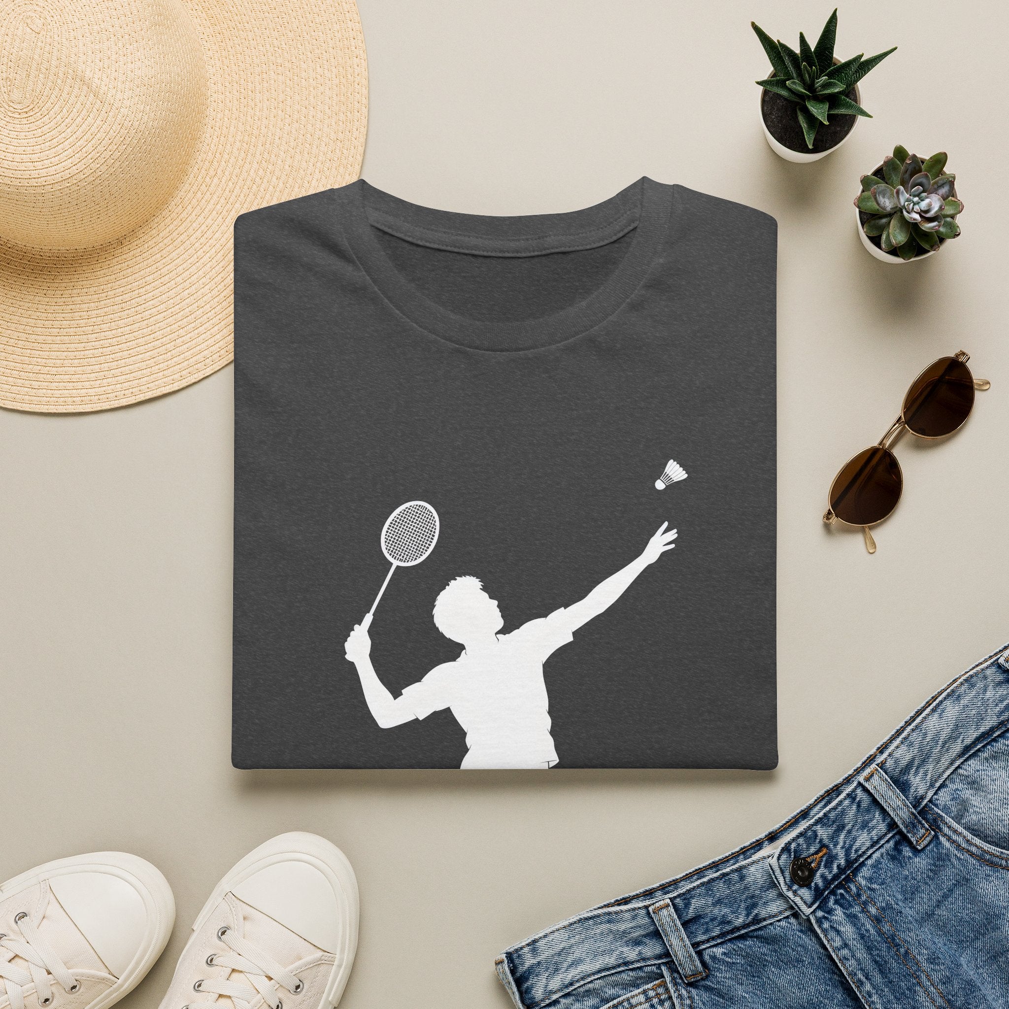 Badminton Player Silhouette T-Shirt – Shuttlecock Smash Tee for Players & Fans