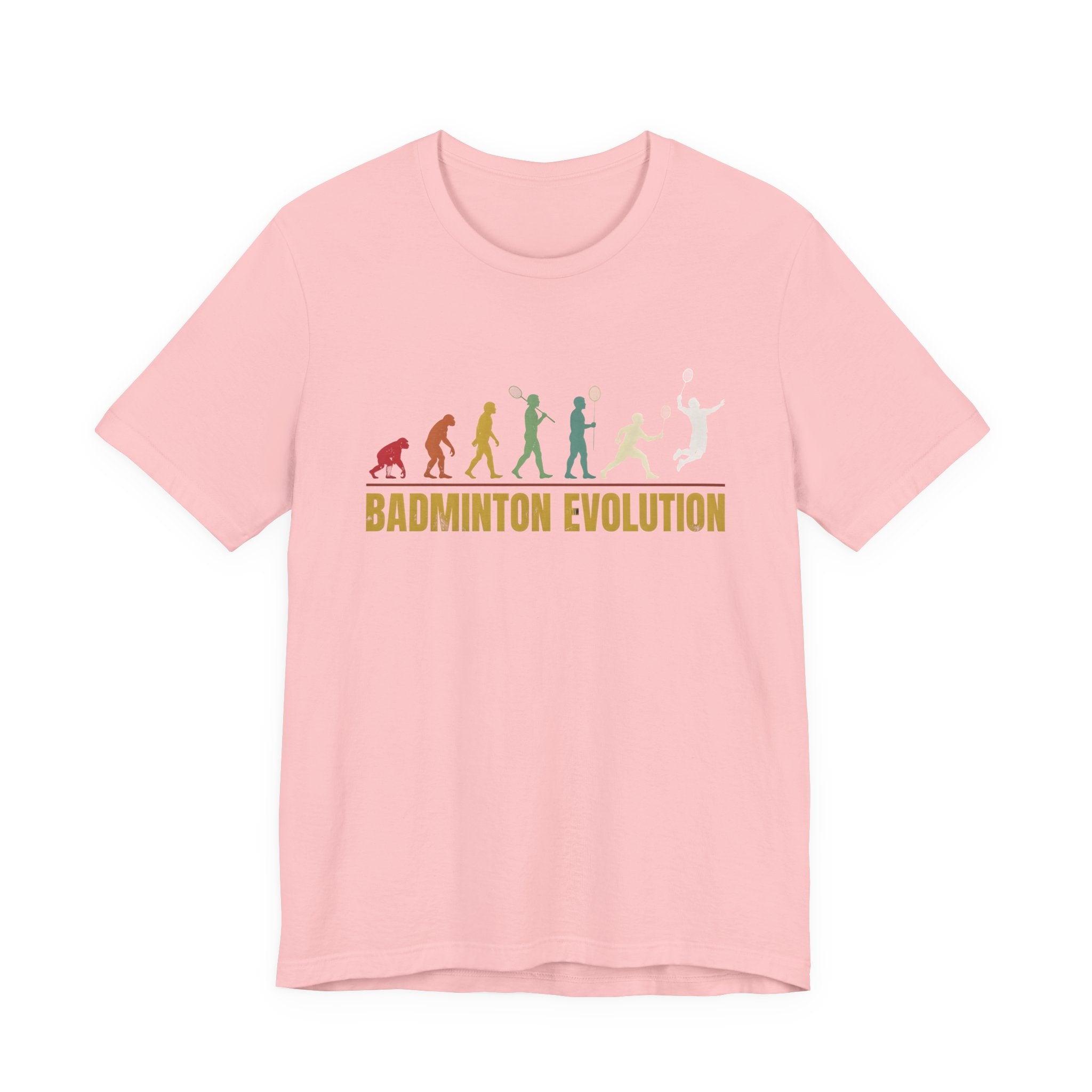 Badminton Evolution T‑Shirt — Retro Silhouette Badminton Player Tee