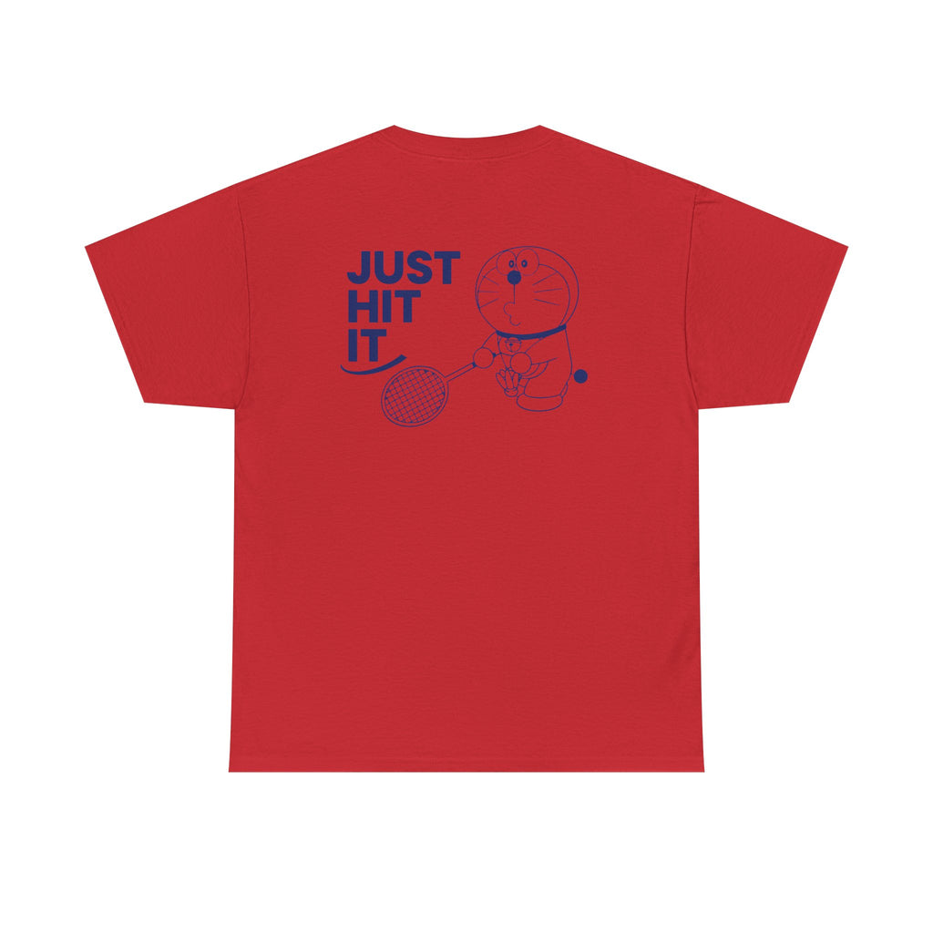 Yonex Doraemon Badminton T‑Shirt — "Just Hit It" Graphic Tee