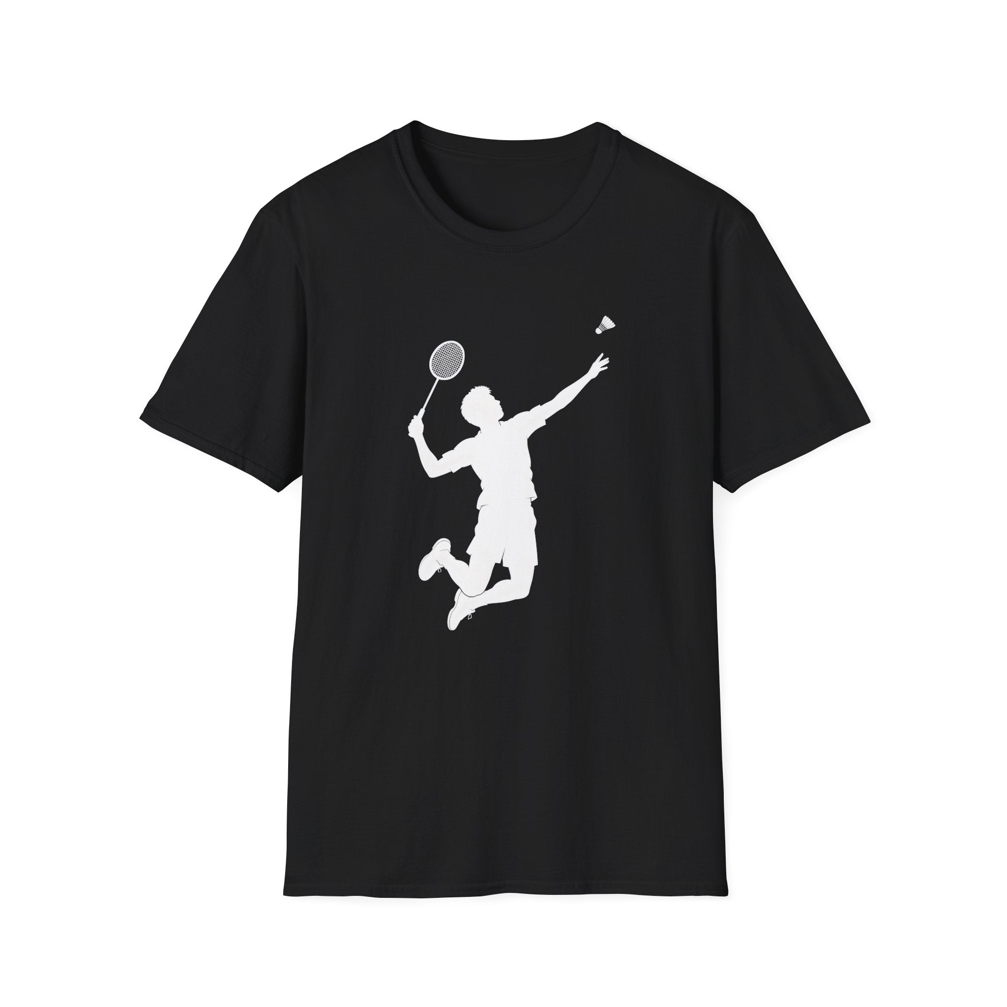 Badminton Player Silhouette T-Shirt – Shuttlecock Smash Tee for Players & Fans