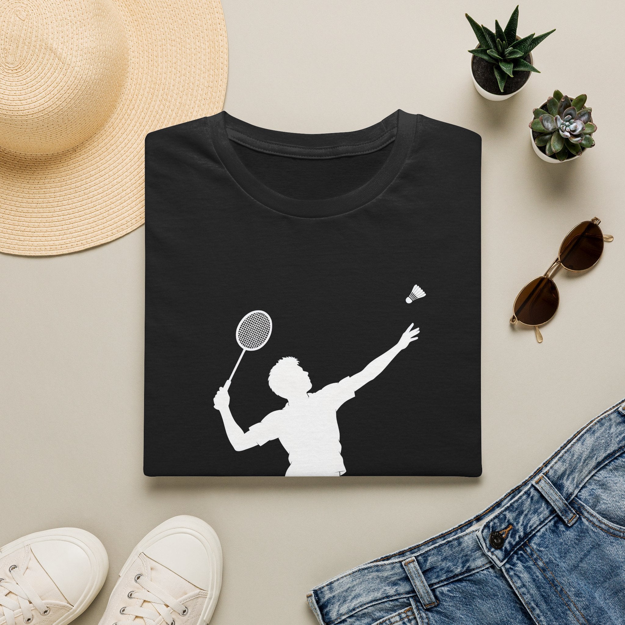 Badminton Player Silhouette T-Shirt – Shuttlecock Smash Tee for Players & Fans