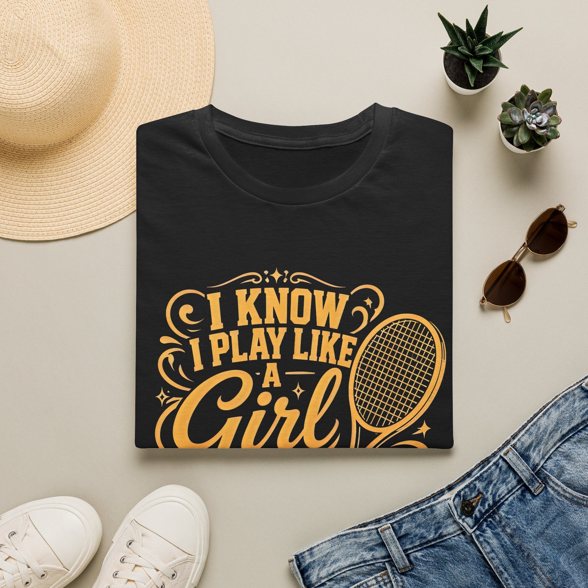 T-Shirt — "I Know I Play Like a Girl" Tennis Graphic Tee
