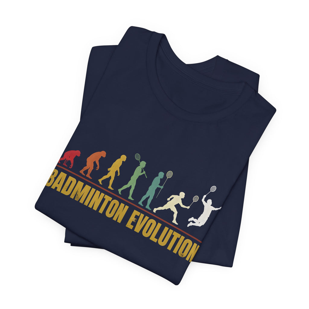 Badminton Evolution T‑Shirt — Retro Silhouette Badminton Player Tee
