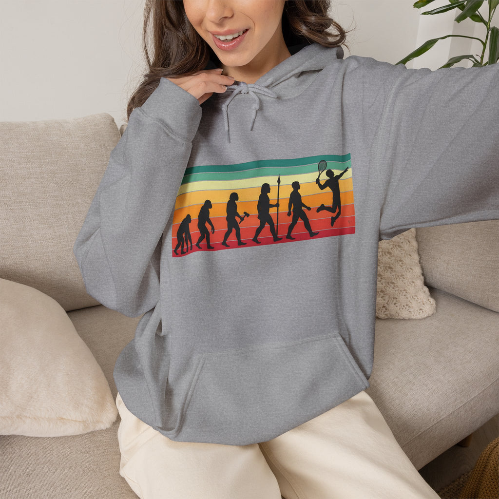 Basketball Evolution Hoodie — Retro Sunset Silhouette Graphic