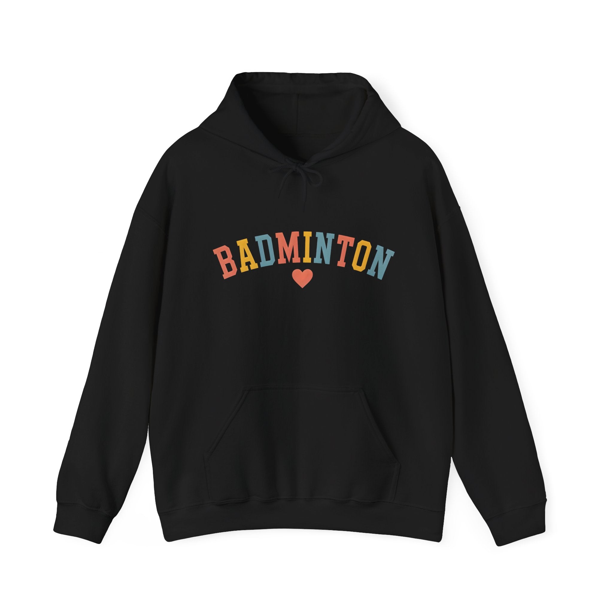 Badminton Heart Hoodie — Retro Color Block Badminton Pullover
