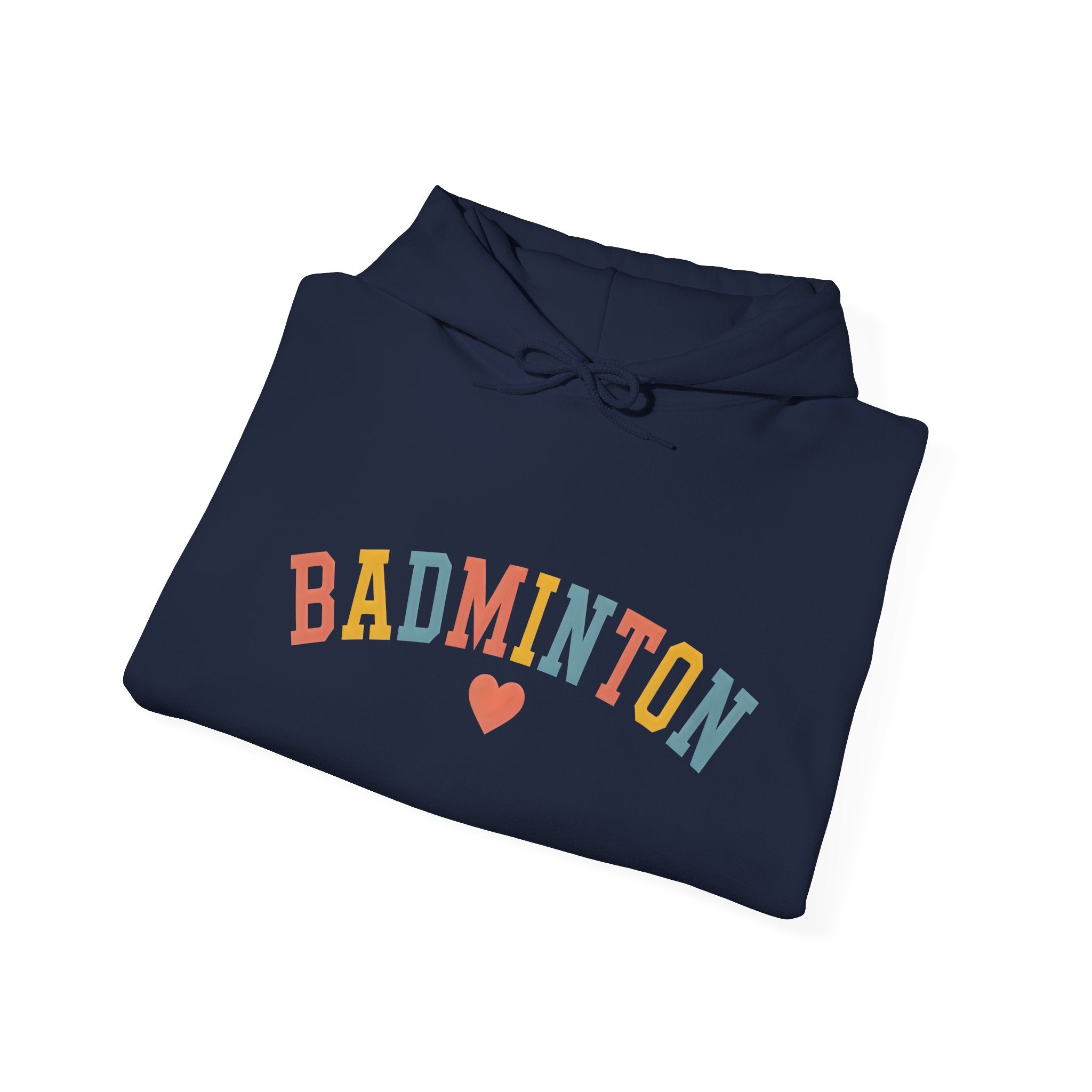 Badminton Heart Hoodie — Retro Color Block Badminton Pullover