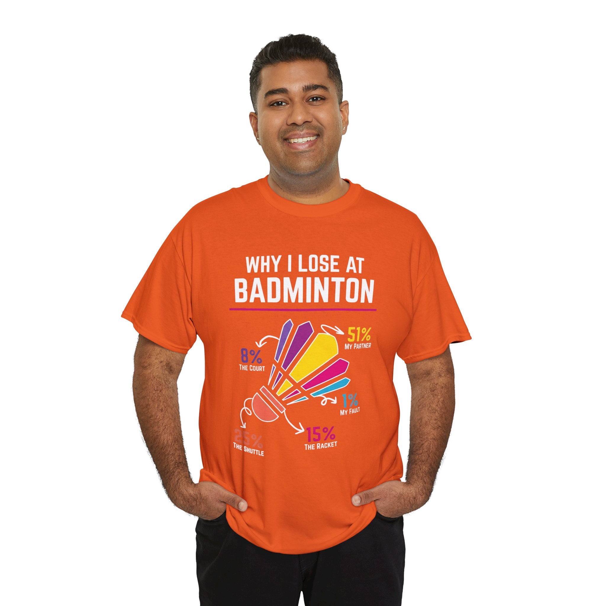 Badminton Graphic Tee — "Why I Lose at Badminton" Funny Shuttlecock Stats T-Shirt