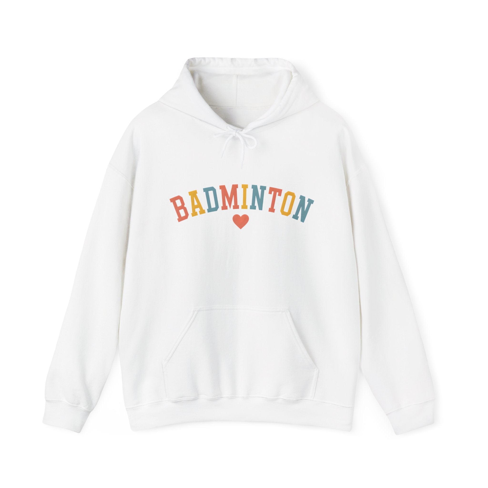 Badminton Heart Hoodie - Colorful Retro Sports Pullover
