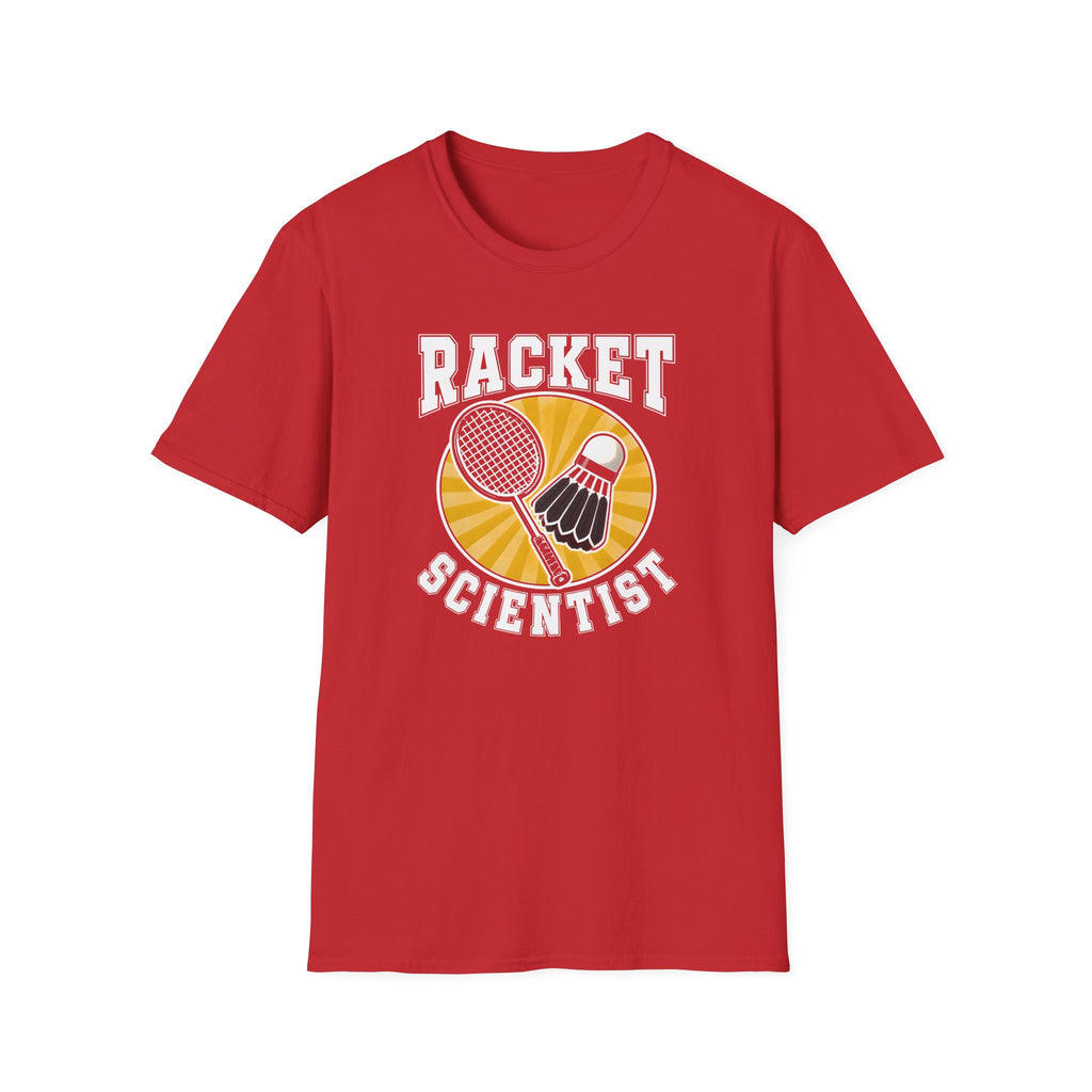 Racket Scientist T-Shirt — Badminton & Tennis Shuttlecock Graphic Tee