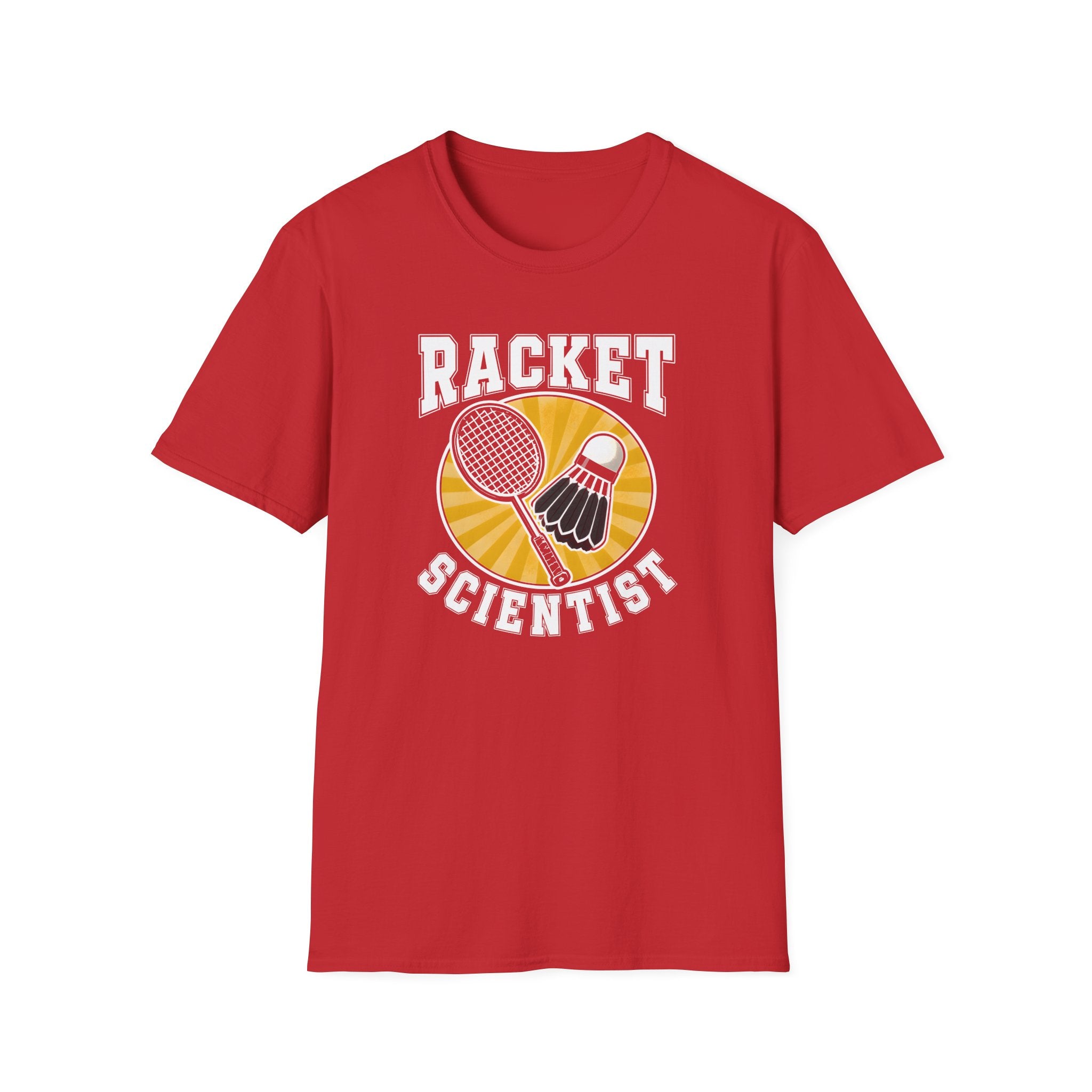 Racket Scientist T-Shirt — Badminton & Tennis Shuttlecock Graphic Tee
