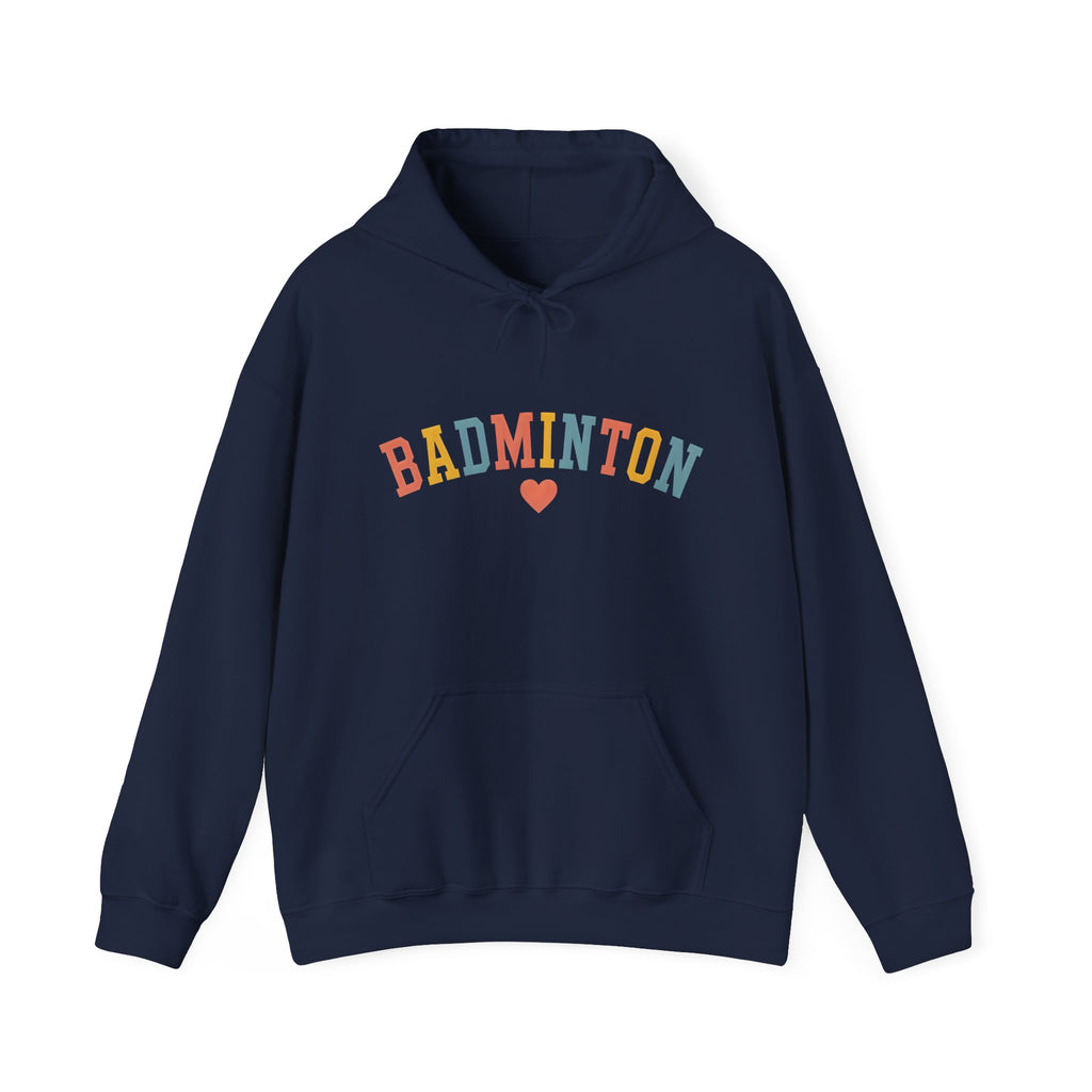 Badminton Heart Hoodie - Colorful Retro Sports Pullover