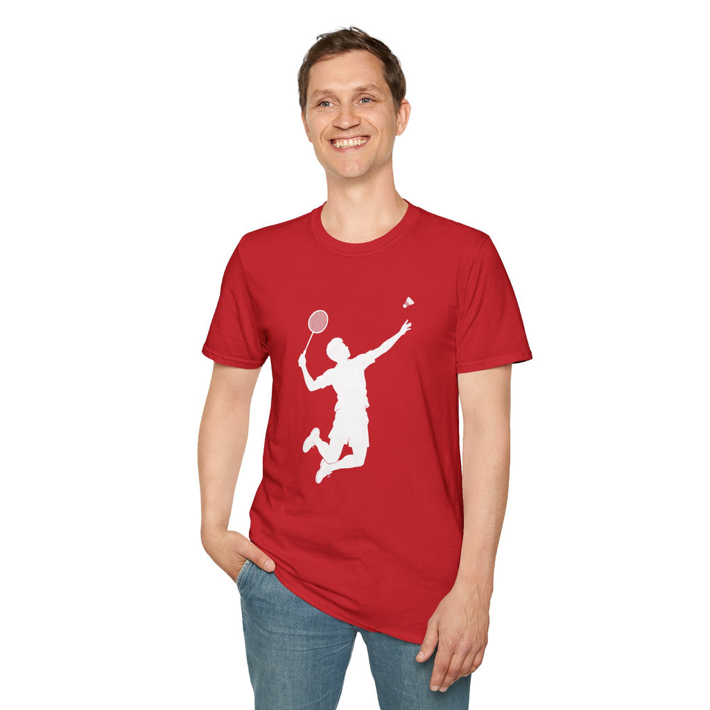 Badminton Player Silhouette T-Shirt – Shuttlecock Smash Tee for Players & Fans