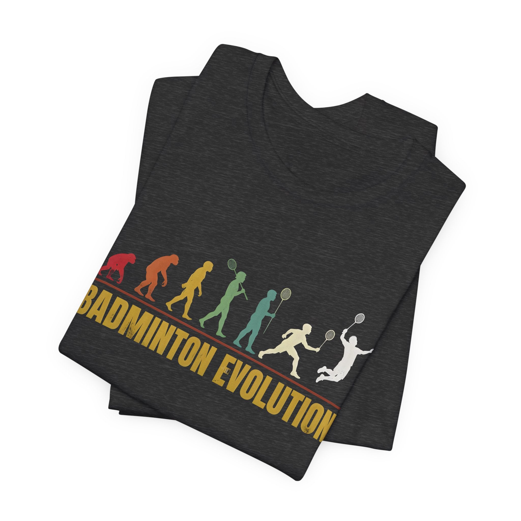 Badminton Evolution T‑Shirt — Retro Silhouette Badminton Player Tee