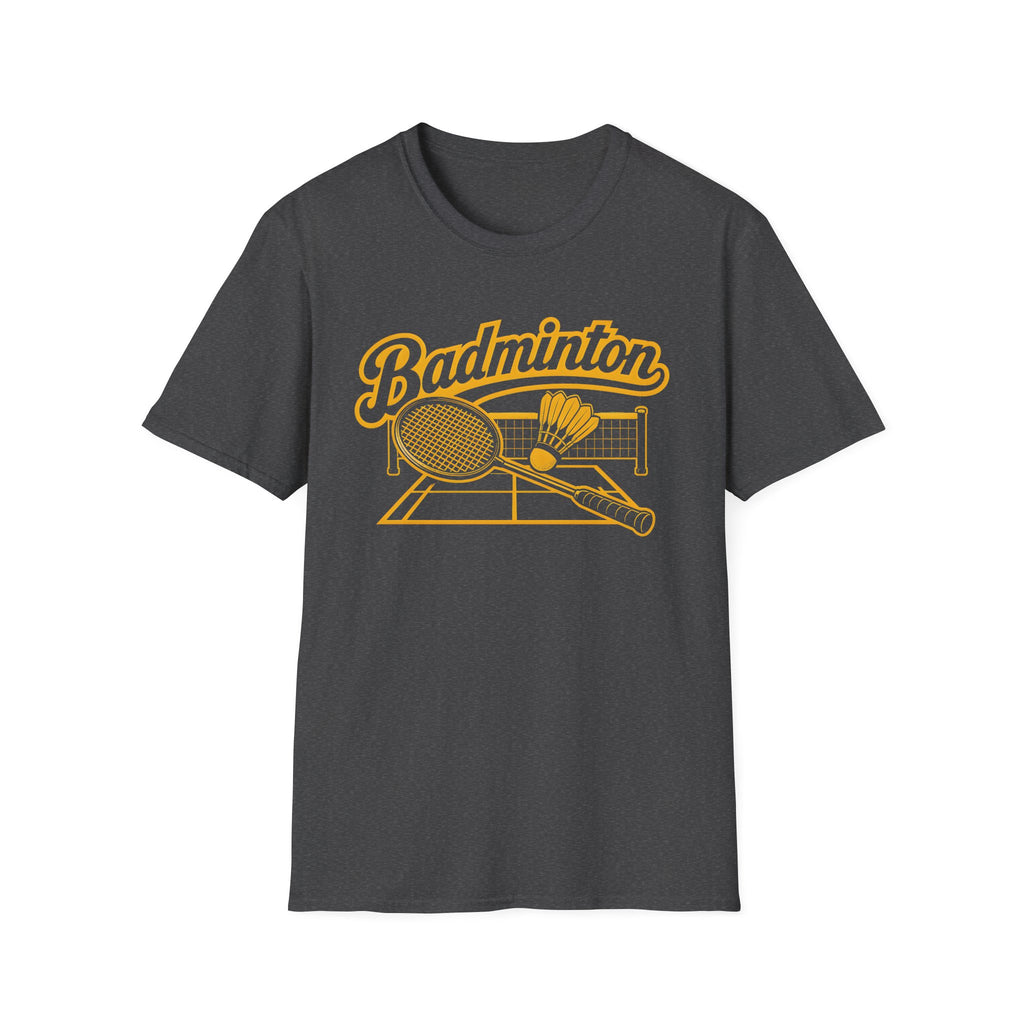 Badminton Retro Graphic T-Shirt — Vintage Racket & Shuttle Tee