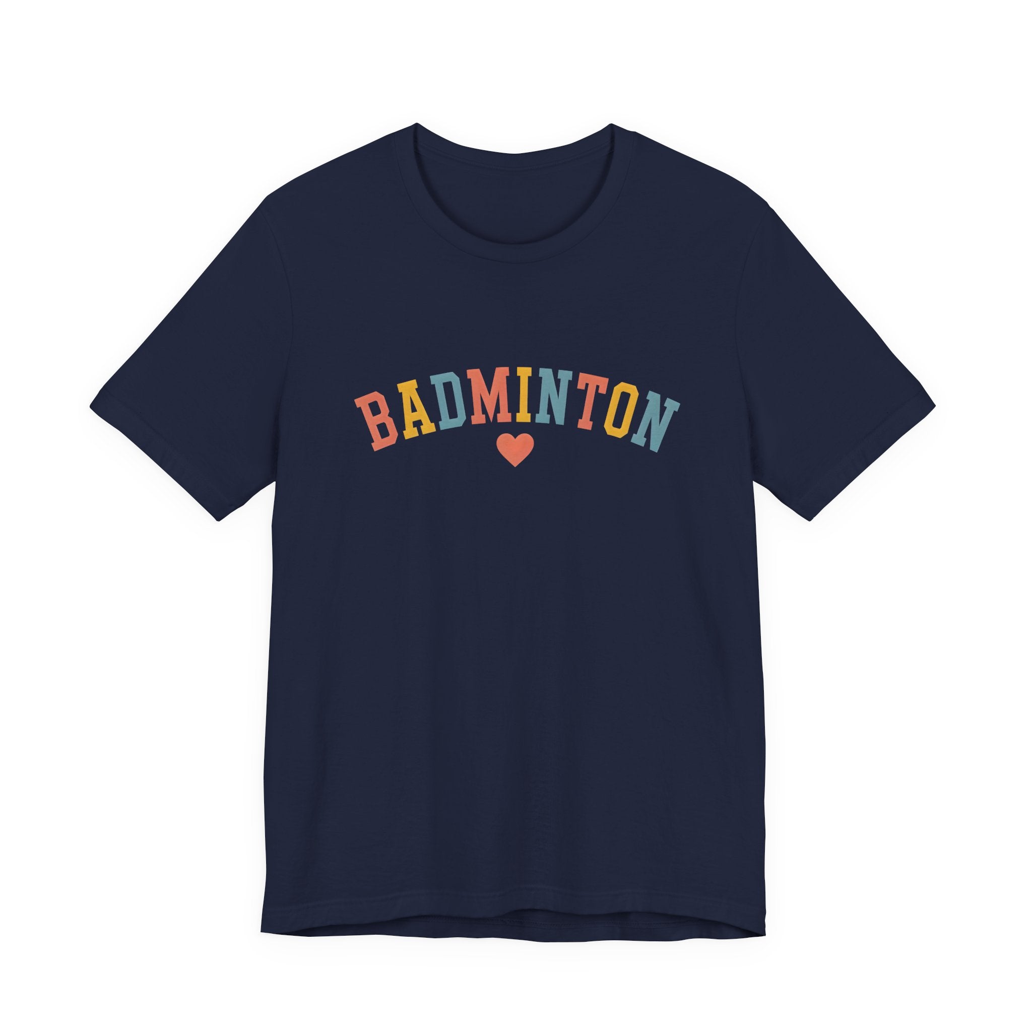 Badminton Heart T-Shirt — Retro Colorblock Racquet Tee