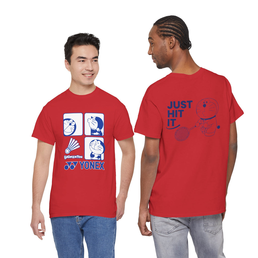 Yonex Doraemon Badminton T‑Shirt — "Just Hit It" Graphic Tee