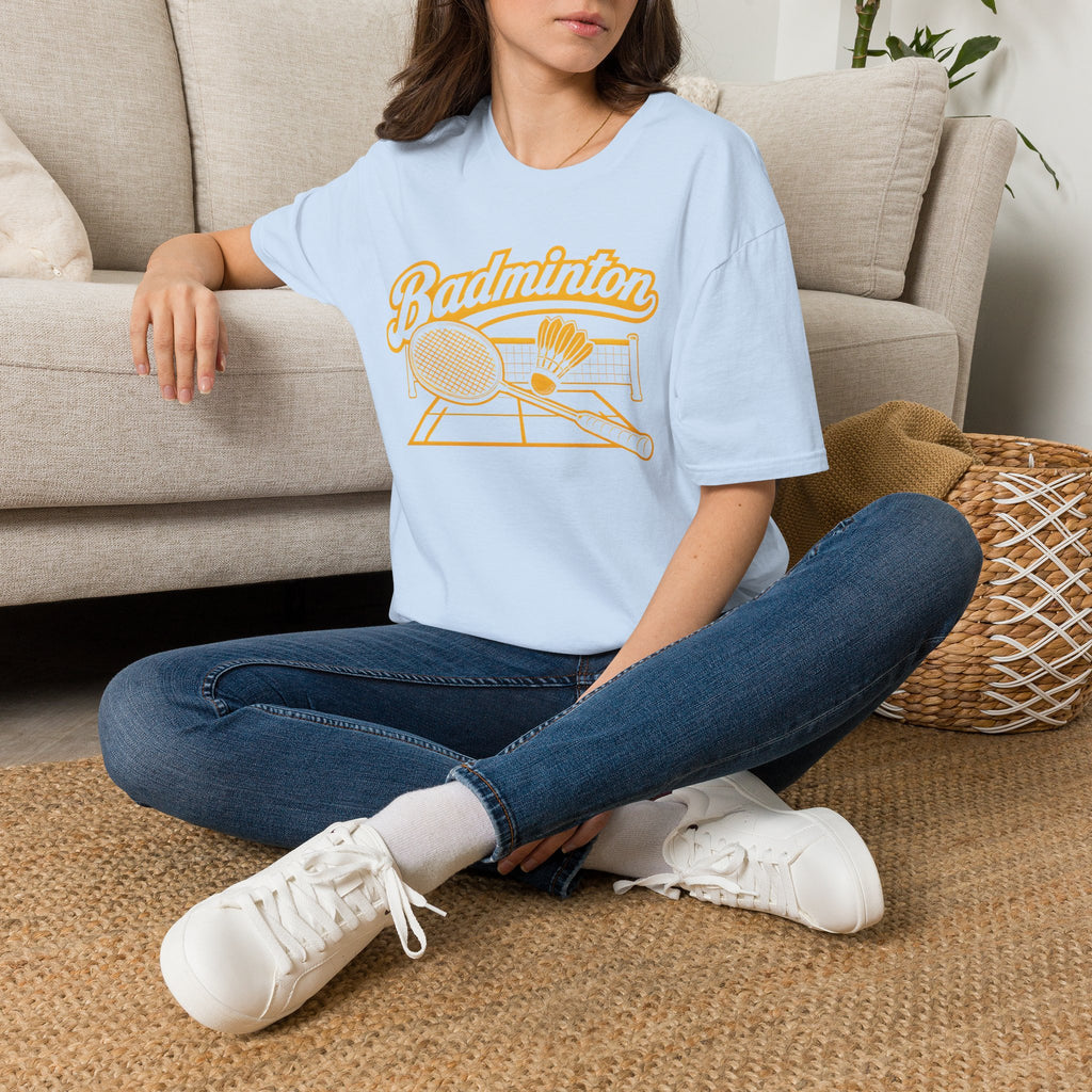 Badminton Retro Graphic T-Shirt — Vintage Racket & Shuttle Tee